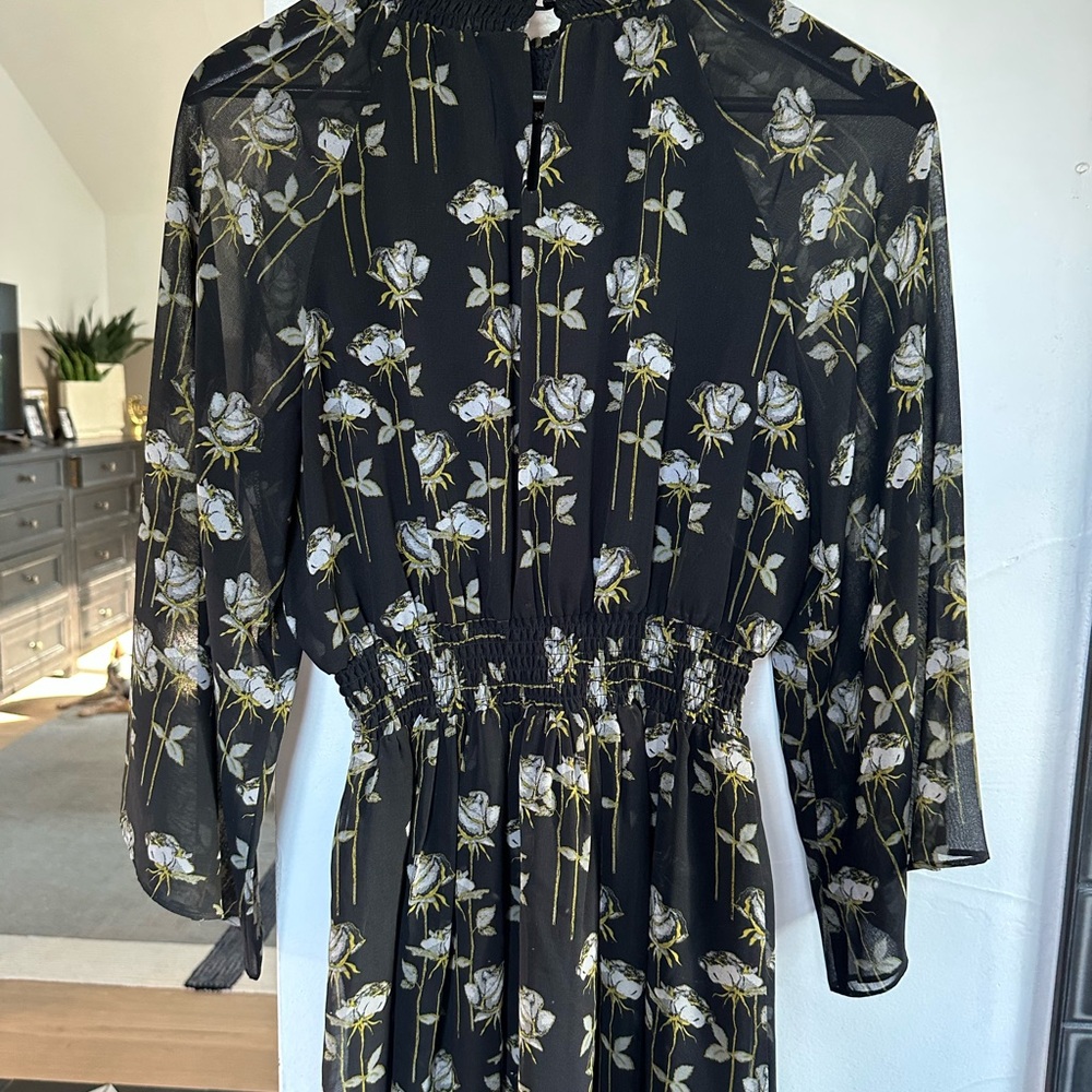RACHEL Rachel Roy Blue and Black Long Sleeve Sundress